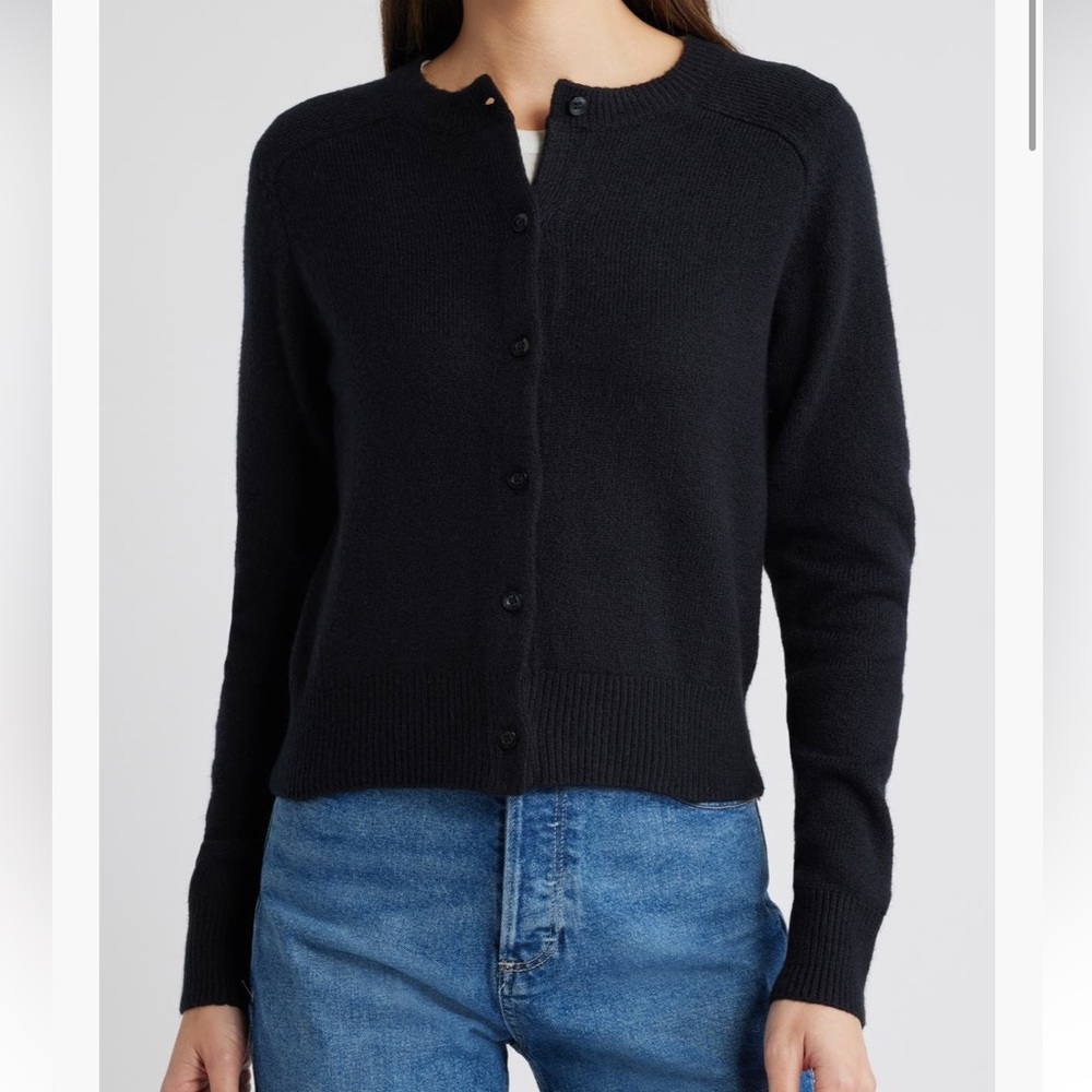 Nordstrom Black Cardigan Cotton Blend, Black, size L